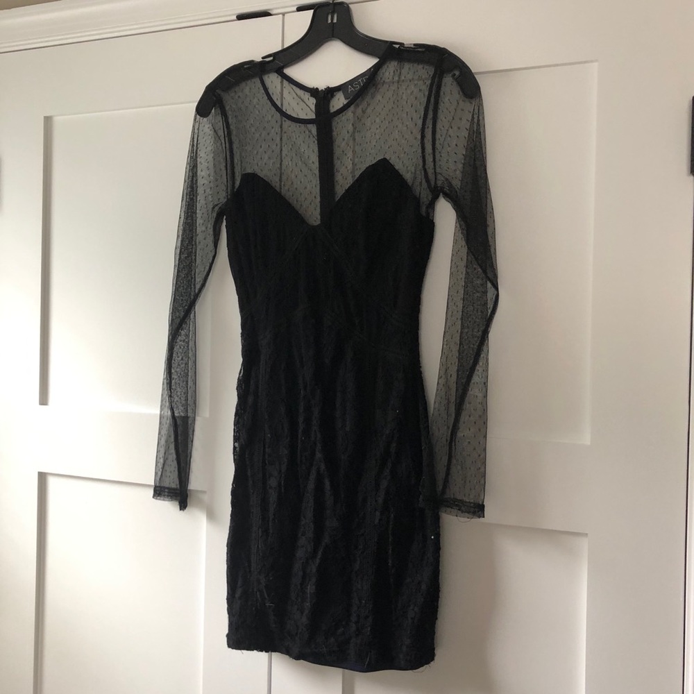 ASTR Black Lace and Sheer Dress, Sz M